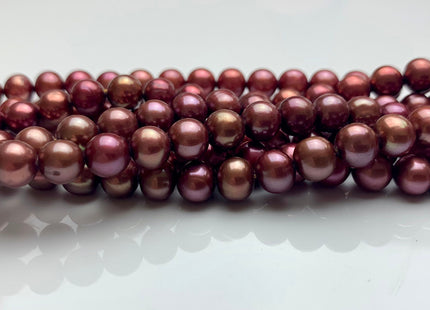 6.5-7 mm AAA Ultra Dark Dusty Rose Semi Round Freshwater Pearls, Genuine Semi Round Freshwater Pearls #1313
