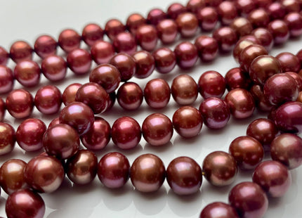 6.5-7 mm AAA Ultra Dark Dusty Rose Semi Round Freshwater Pearls, Genuine Semi Round Freshwater Pearls #1313