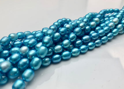 5x7 mm Cyan Blue color Rice / Oval Freshwater Pearls Genuine Freshwater Pearls Beads Cultured Freshwater Pearls Limited Edition Color #1137
