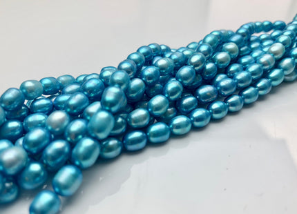 5x7 mm Cyan Blue color Rice / Oval Freshwater Pearls Genuine Freshwater Pearls Beads Cultured Freshwater Pearls Limited Edition Color #1137