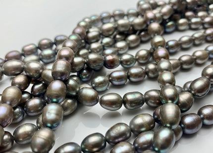 7x9 mm AA Rare Abalone Gray Color Rice Oval Shape Freshwater Pearl Beads Genuine Gray Color High Luster Freshwater Rice Pearls #1944