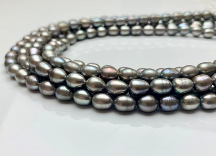 7x9 mm AA Rare Abalone Gray Color Rice Oval Shape Freshwater Pearl Beads Genuine Gray Color High Luster Freshwater Rice Pearls #1944