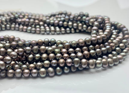 4-5 mm AA Carob Color Potato Freshwater Pearl Beads Genuine High Luster Gray Champagne Freshwater Pearls #P1009