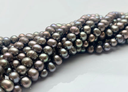 4-5 mm AA Carob Color Potato Freshwater Pearl Beads Genuine High Luster Gray Champagne Freshwater Pearls #P1009