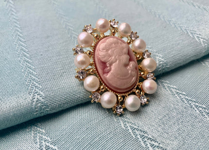 Genuine AAA Natural Freshwater Pearl Brooch Gold And Silver Color Picture Setting Design Pendant With Crystal Settings #10026