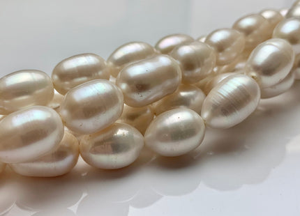 11x14-16 mm AA Natural White Freshwater Pearls Long Rice/Oval Shape Pearl Beads Genuine High Quality Freshwater Pearls. #1950