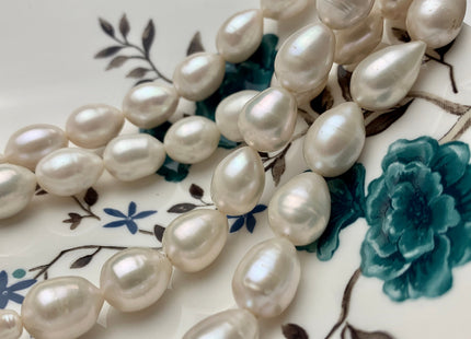 11-15x15-22 mm AA Natural White Tear-Drop Rice Shape Freshwater Pearl Beads #1951