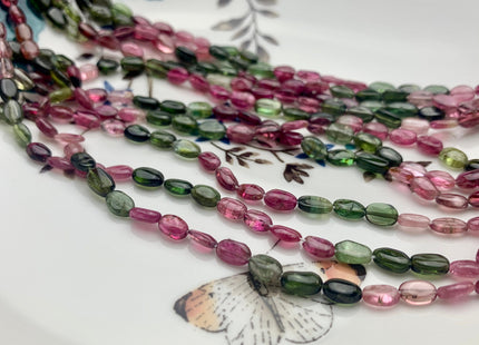 4x6mm AAA 100% All Natural Multi Color Oval Shape Tourmaline Beads Genuine High Quality Pink Green Tourmaline Beads 13 Inches Strand #2942