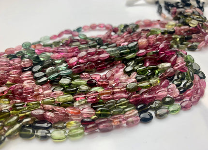 4x6mm AAA 100% All Natural Multi Color Oval Shape Tourmaline Beads Genuine High Quality Pink Green Tourmaline Beads 13 Inches Strand #2942