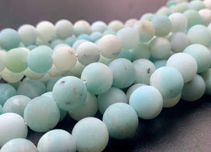 WHOLESALE 6 mm 8 mm 10 mm AAA Large Hole Matte Finished Round Amazonite Natural Multi Blue Color Gemstone Beads 14.5" #2913