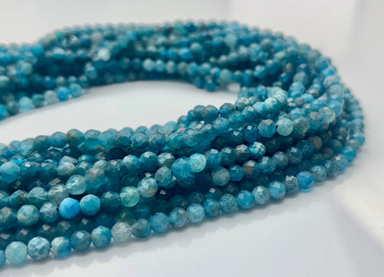 3.5 mm Micro Faceted Round Apatite Gemstone Beads Top Quality Blue Apatite Faceted Gemstone Loose Beads #2928