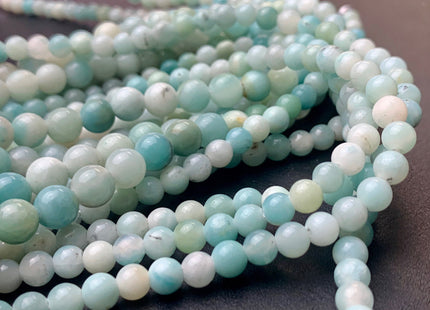 WHOLESALE 6mm 8mm 10mm 12mm AAA Large Hole Smooth Round Amazonite Natural Multi Blue Color Gemstone Beads 14.0" #2915
