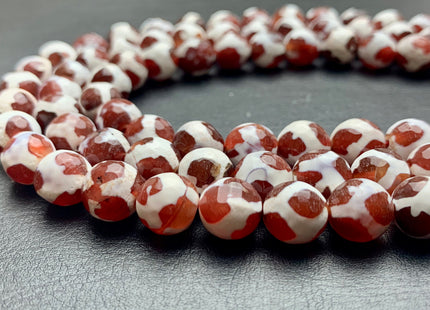 8mm 10mm AAA DZI Tibetan Agate Faceted Round Orange Brown And White Football Tibetan Agate Gemstone Loose Beads #2675