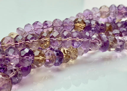6-11 mm AAA Top Quality Extra Gemmy Faceted Rondelle Ametrine Gemstone Beads Genuine Natural Purple Yellow Color Ametrine 8 Inches #2933
