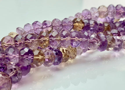 6-11 mm AAA Top Quality Extra Gemmy Faceted Rondelle Ametrine Gemstone Beads Genuine Natural Purple Yellow Color Ametrine 8 Inches #2933