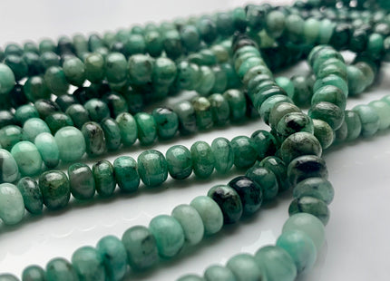 4mm 5mm 6mm 7mm AAA 100% All Natural Green Emerald Gemstone Beads Smooth Rondelle Shape Genuine Top Quality Emerald Bead 8 inches #2940