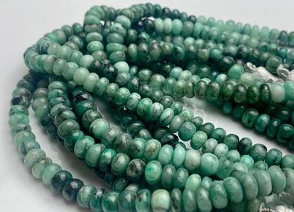 4mm 5mm 6mm 7mm AAA 100% All Natural Green Emerald Gemstone Beads Smooth Rondelle Shape Genuine Top Quality Emerald Bead 8 inches #2940