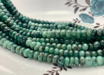 4mm 5mm 6mm 7mm AAA 100% All Natural Green Emerald Gemstone Beads Smooth Rondelle Shape Genuine Top Quality Emerald Bead 8 inches #2940