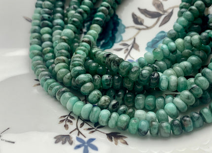 4mm 5mm 6mm 7mm AAA 100% All Natural Green Emerald Gemstone Beads Smooth Rondelle Shape Genuine Top Quality Emerald Bead 8 inches #2940