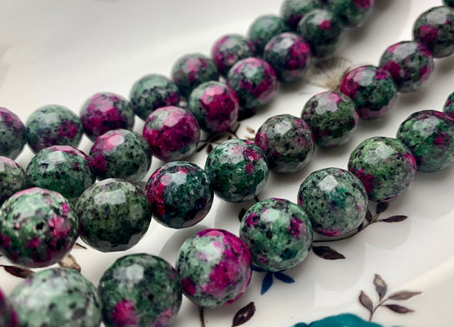 14 mm Faceted Round Fire Agate Gemstone Beads Heat Treated Multi Ruby Pink Color Natural Gemstone Agate 15.5 Inches Strand #2664