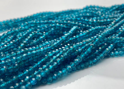 2x3 mm AAA Faceted Round or Rondelle Tiny Neon Blue Apatite Beads Genuine Top Quality Shiny Gemmy Blue Apatite Bead 13 Inches Strand #2954