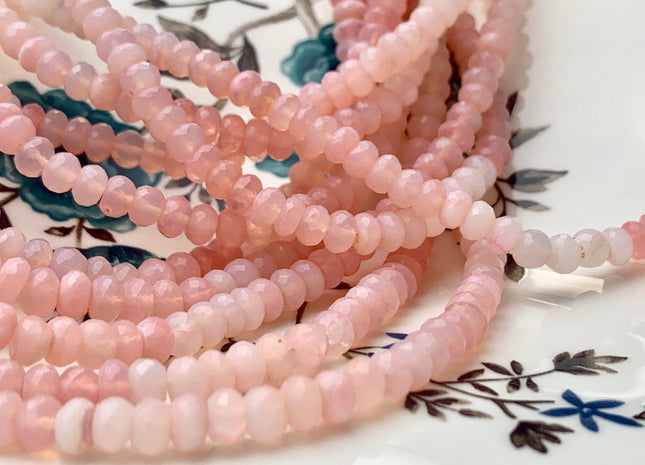 6-7 mm AAA Natural Multi Pink Peru Opal Faceted Rondelle Gemstone Beads Genuine Shaded Pink Opal Gemstone Loose Beads 8 Inches Strand #2956