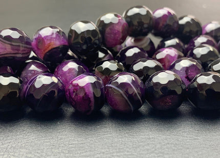 BEST DEAL 14 mm Faceted Round Fire Agate Gemstone Beads Heat Treated Purple And Black Color Natural Gemstone Agate 15.5 Inches Strand #2683