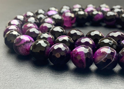 BEST DEAL 14 mm Faceted Round Fire Agate Gemstone Beads Heat Treated Purple And Black Color Natural Gemstone Agate 15.5 Inches Strand #2683