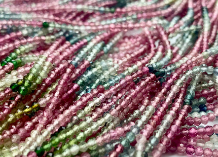 2.5 mm AAA 100% All Natural Micro Faceted Rondelle Gemmy Tourmaline Beads Top Quality Black Green Pink Gold Blue Tourmaline 13 Inches #2949