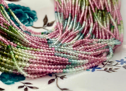 2.5 mm AAA 100% All Natural Micro Faceted Rondelle Gemmy Tourmaline Beads Top Quality Black Green Pink Gold Blue Tourmaline 13 Inches #2949