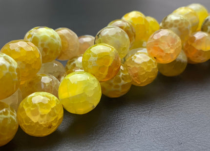 BEST DEAL 14mm 16mm Faceted Round Fire Agate Gemstone Beads Heat Treated Mixed Green Yellow Lemon Color Agate 15.5 Inches Strand #2685