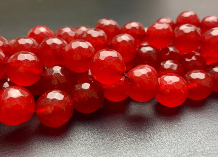 10mm 14mm Faceted Round Fire Agate Gemstone Beads Heat Treated Orange Red Carnelian Color Natural Agate 15.5 Inches Strand #2661