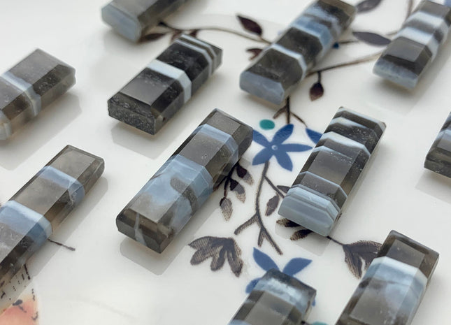 7-8x13-30 mm Faceted Nugget Natural Blue and Gray Color Peru Boulder Opal Beads Genuine Boulder Opal Paired Or 13 Inches Strand #2957