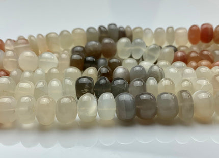 8-10 mm Multi Color MoonStone Smooth Rondelle Beads Natural Mixed White Peach Gray Chocolate Translucent Moonstone Beads 13 Inches #2931