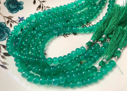 6mm 7mm 8mm 9mm 10mm 100% All Natural Smooth Rondelle Green Onyx Gemstone Beads Genuine Translucent Green Onyx Beads 8 Inches Strand #2932