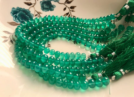 6mm 7mm 8mm 9mm 10mm 100% All Natural Smooth Rondelle Green Onyx Gemstone Beads Genuine Translucent Green Onyx Beads 8 Inches Strand #2932