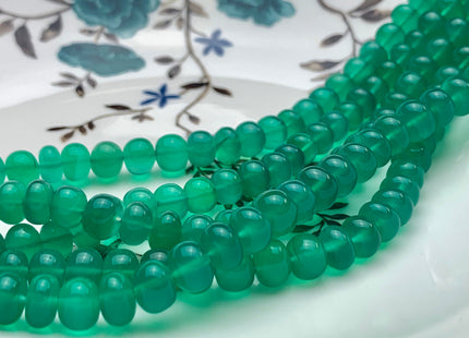 6mm 7mm 8mm 9mm 10mm 100% All Natural Smooth Rondelle Green Onyx Gemstone Beads Genuine Translucent Green Onyx Beads 8 Inches Strand #2932
