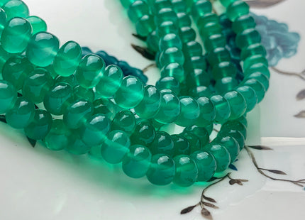 6mm 7mm 8mm 9mm 10mm 100% All Natural Smooth Rondelle Green Onyx Gemstone Beads Genuine Translucent Green Onyx Beads 8 Inches Strand #2932