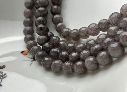 BEST DEAL 10 mm Faceted Round Fire Agate Gemstone Beads Heat Treated Gray Color Agate Loose Beads 15.5 Inches Strand #2690