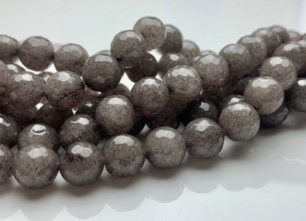 BEST DEAL 10 mm Faceted Round Fire Agate Gemstone Beads Heat Treated Gray Color Agate Loose Beads 15.5 Inches Strand #2690