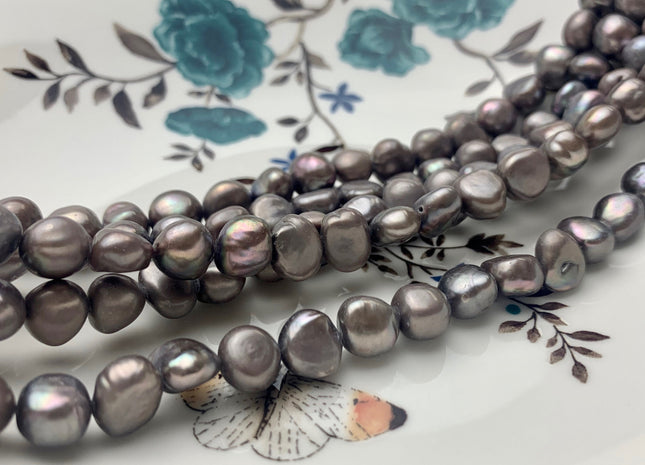 10-11 mm AA Matte Dark Gray Color Potato Nugget Freshwater Pearl Beads Genuine Gray Color Cultured Pearl Nuggets #P1015