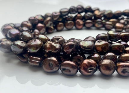 10x11 mm AA Brown Chocolate Color Keshi Freshwater Pearl Nugget Beads Dark Brown High Luster Genuine Keshi Nugget Pearls #P1011
