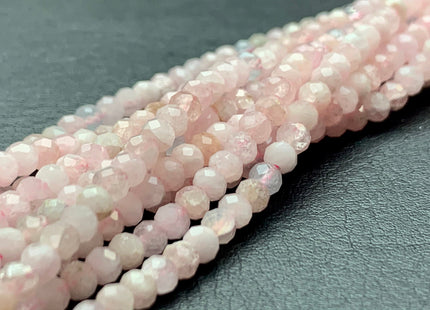 2.5-3x3-4 mm AAA Natural Color Faceted Rondelle Pink Morganite Gemstone Beads Quality Micro Faceted Morganite Gemstone Loose Beads #2436