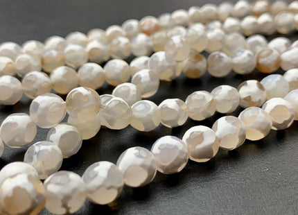 6mm 8mm 10mm 12mm AAA DZI Tibetan Agate Faceted Round Multi White Color Football Agate Gemstone Loose Beads #2381