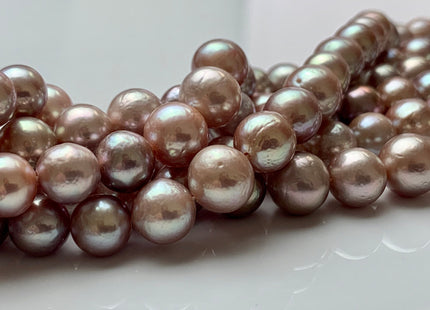 8-10 mm AAA Half Strand Large Hole Very Rare Dark Mauve Pink Baroque Pearl Bead 2.2 mm Hole Natural Round Edison Pearls #1968