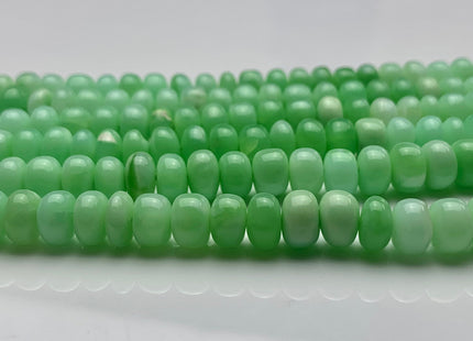 7-10 mm 100% All Natural Smooth Rondelle Parrot Green Opal Gemstone Beads Genuine Natural Peruvian Green Opal 8 Inches Strand #2936