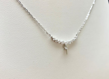 925 Sterling Silver/Gold Necklace Chain With Smile Curve Design Pendant Setting Finding For Half Drilled Pearl DIY Jewelry Necklace #10033-A