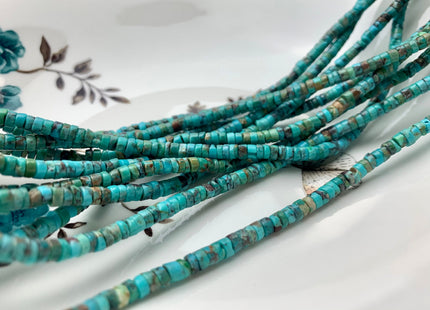 4 mm Natural Turquoise Heishi Rondelle Shape Genuine Rare Natural Color Turquoise Gemstones Loose Beads 15.5 Inches Strand #2974