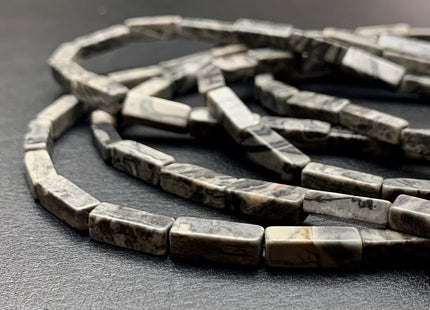 4-5x13 mm Cuboid Tube Shape Dark Multi Gray Color Picture Jasper Gemstone Beads Gray Picture Jasper Loose Beads 15.5 Inches Strand #2965