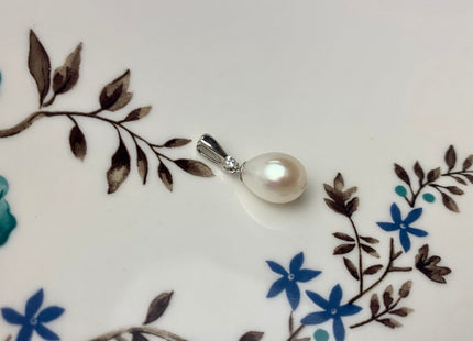 One Piece 925 Sterling Silver/Gold Pendant Cap Setting Findings For Half Drilled Pearls Genuine 925 Sterling Silver W/CZ Pendant #10004-A